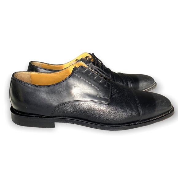 JOHNSTON & MURPHY Black Deer Leather Oxford Dress Shoe size Men’s 12 - Picture 1 of 8